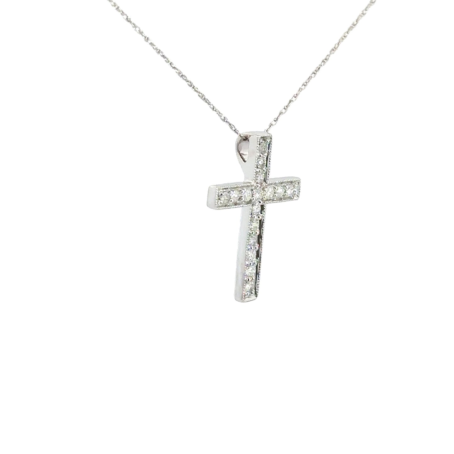 10k White Gold Diamond Cross 1/3cttw