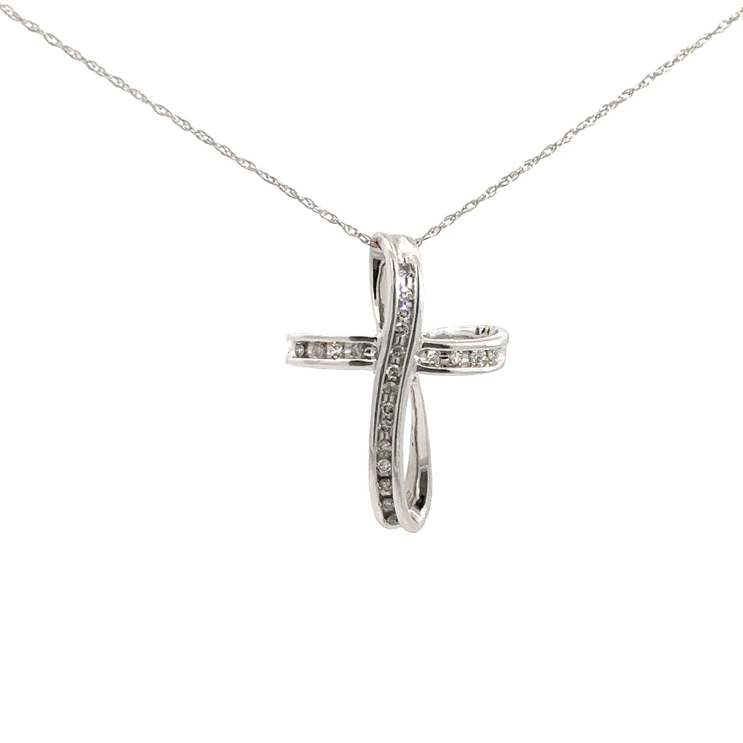 10k White Gold Diamond Cross .10cttw