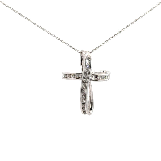 10k White Gold Diamond Cross .10cttw