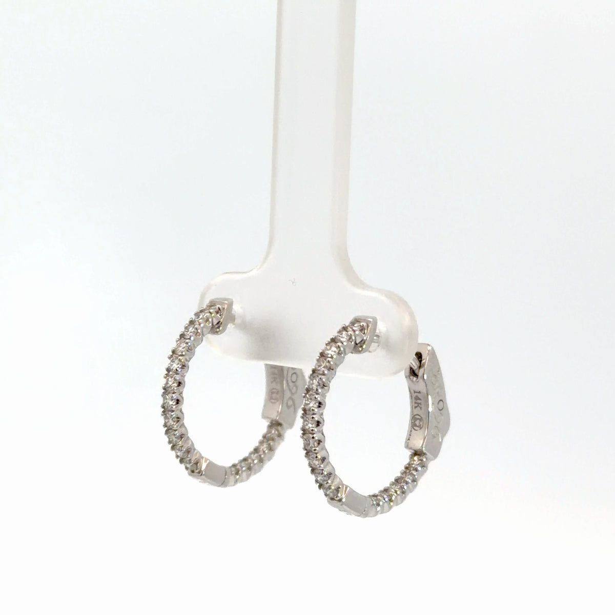 14k White Gold Diamond In/Out Hoops .50cttw