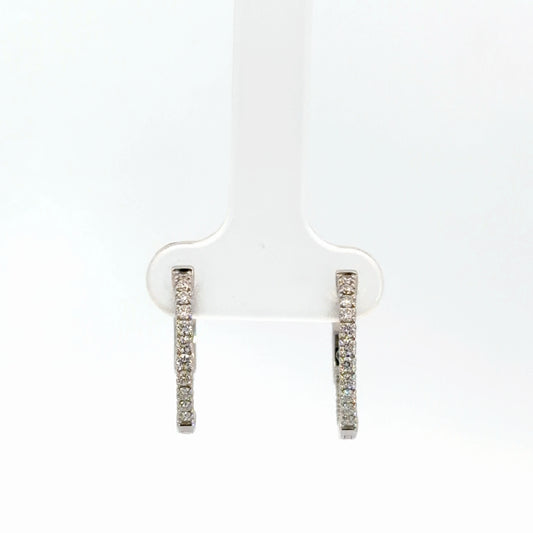 14k White Gold Diamond In/Out Hoops .50cttw
