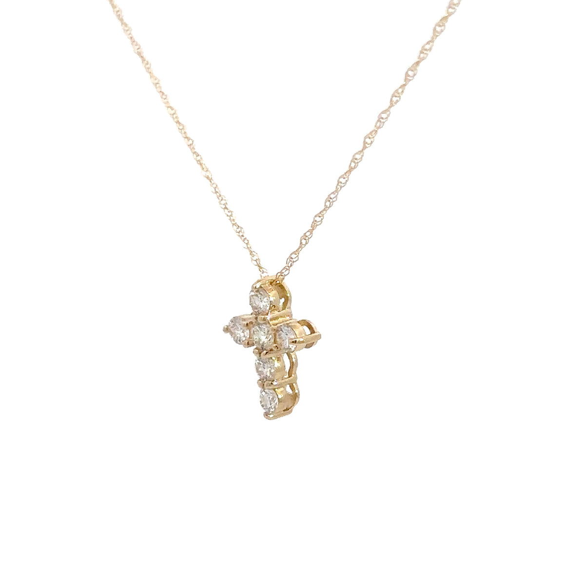 14k Yellow Gold Diamond Cross .43cttw