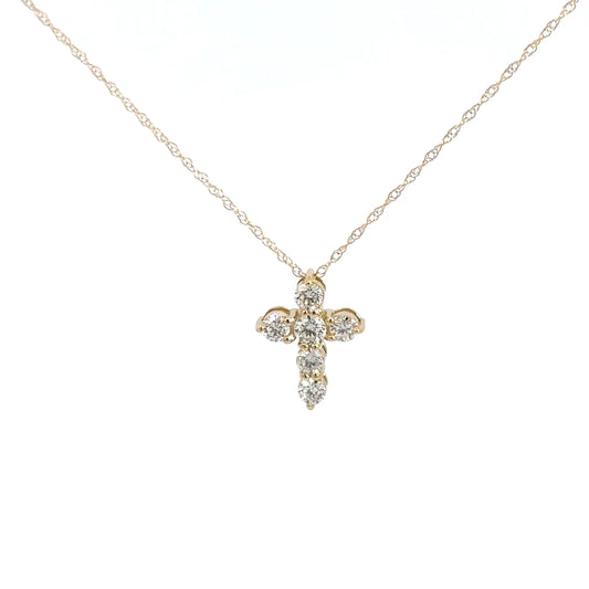 14k Yellow Gold Diamond Cross .43cttw