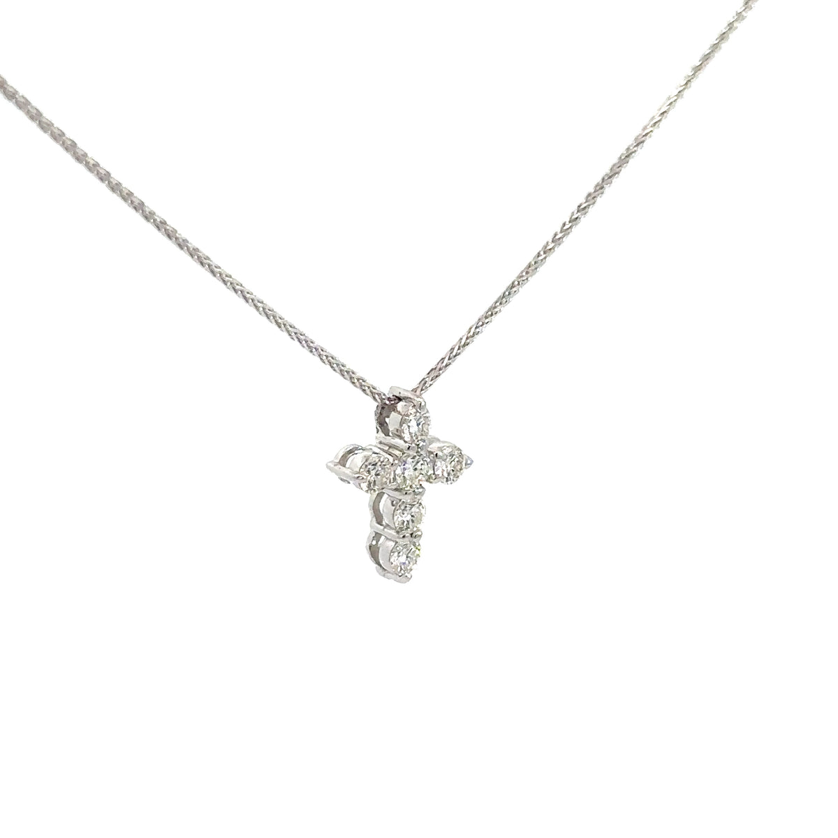 14k White Gold Diamond Cross .43cttw