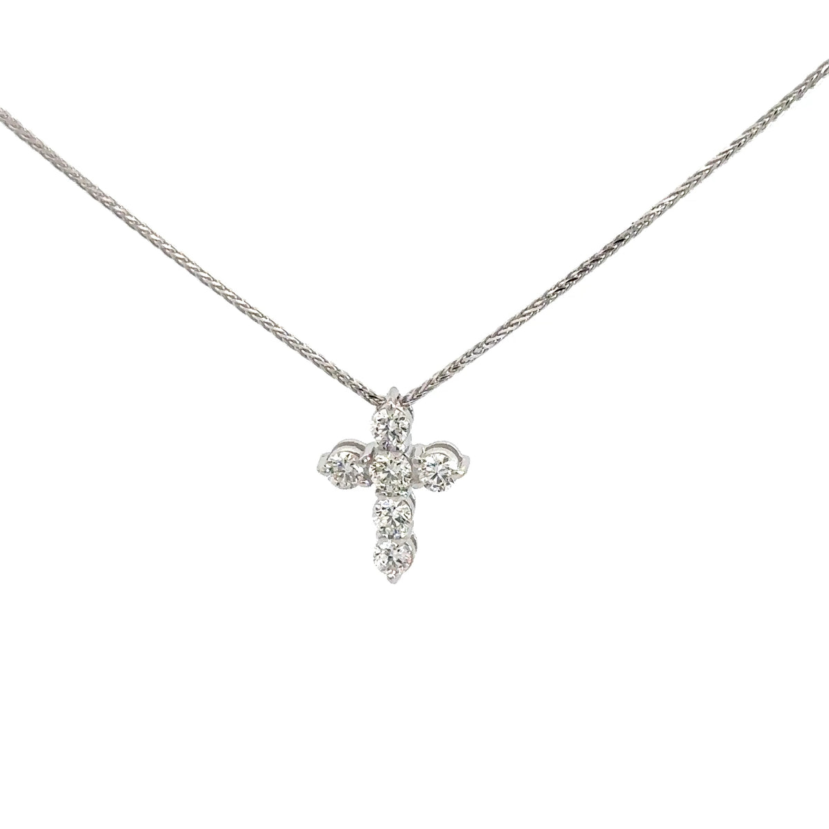 14k White Gold Diamond Cross .43cttw