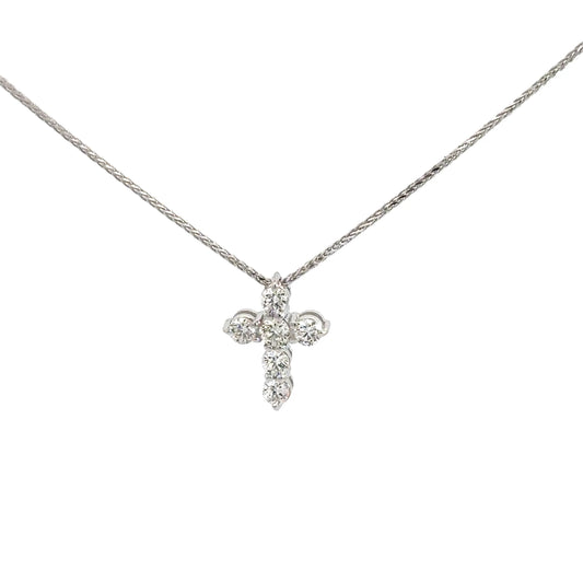 14k White Gold Diamond Cross .43cttw