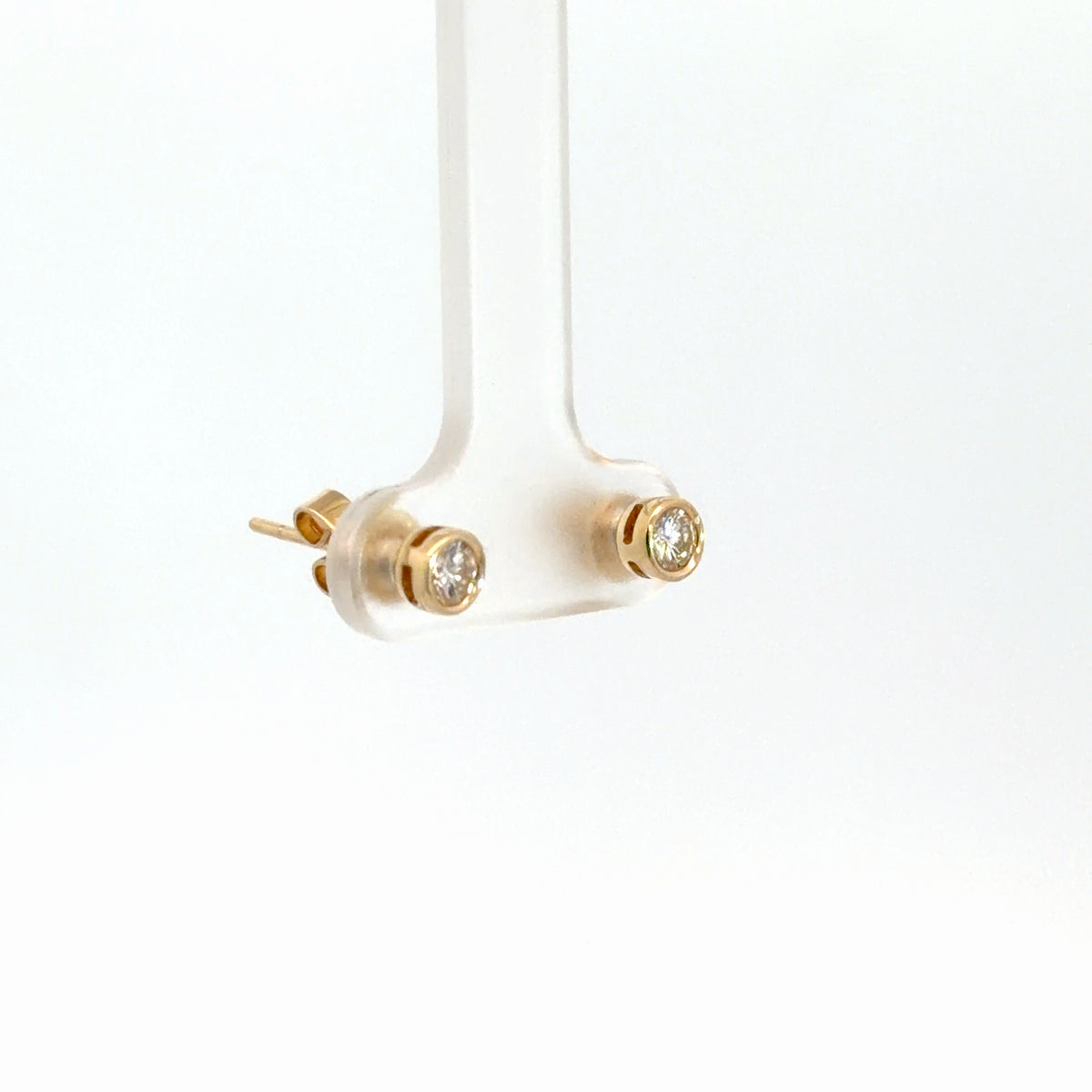 14k Yellow Gold Diamond Bezel Set Earrings .39cttw