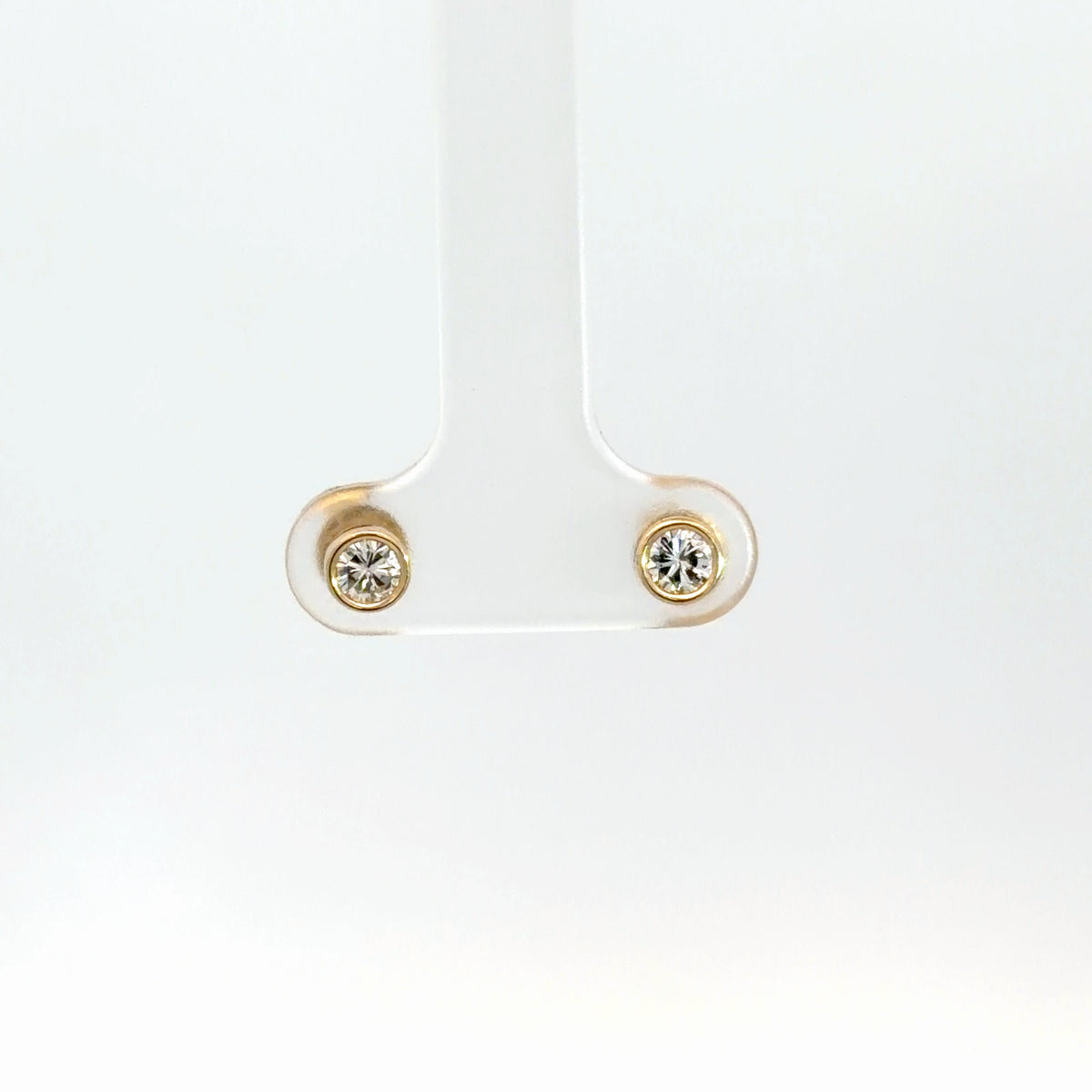14k Yellow Gold Diamond Bezel Set Earrings .39cttw