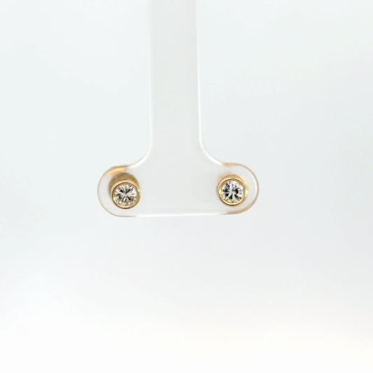 14k Yellow Gold Diamond Bezel Set Earrings .39cttw