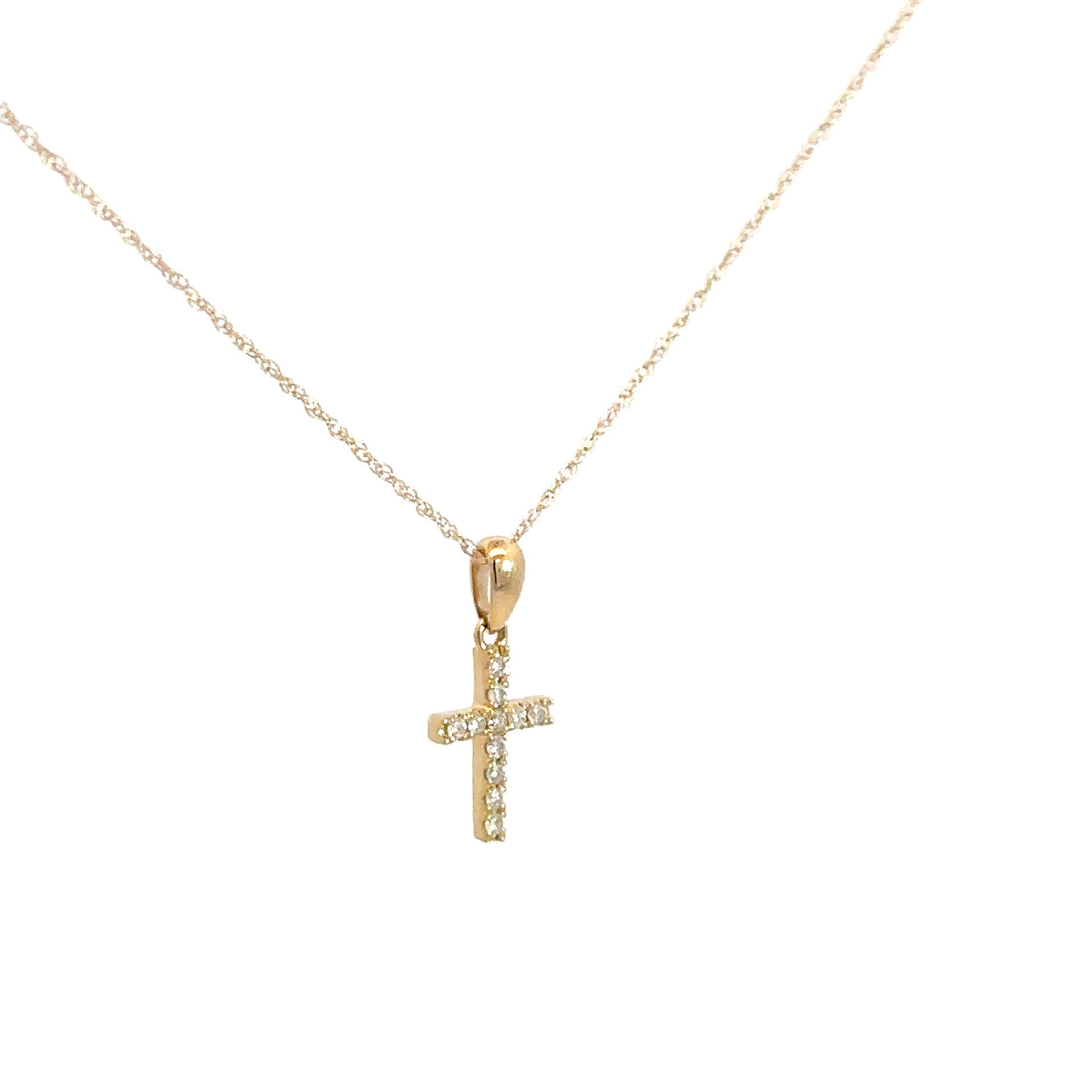 14k Yellow Gold Diamond Cross .09cttw