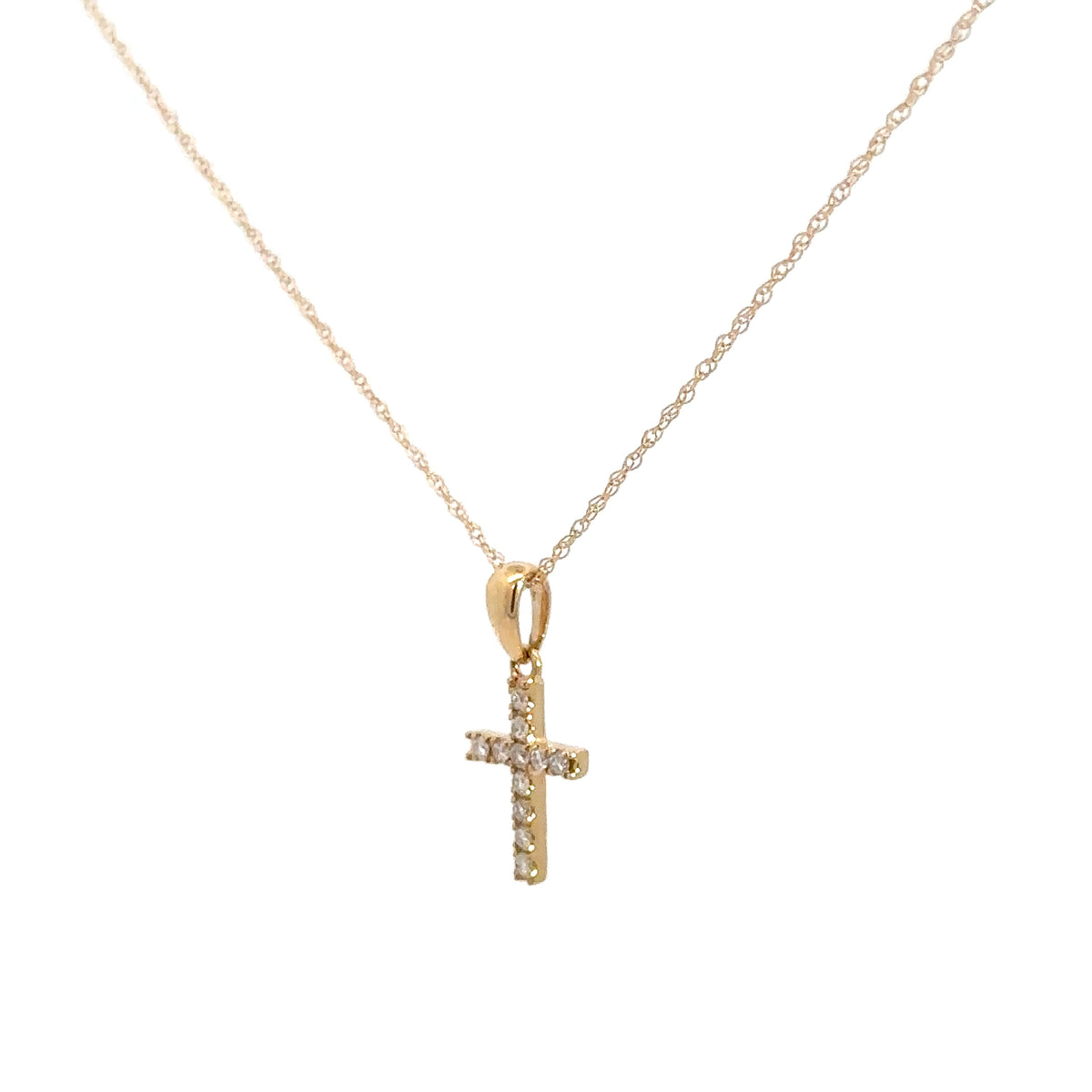 14k Yellow Gold Diamond Cross .09cttw
