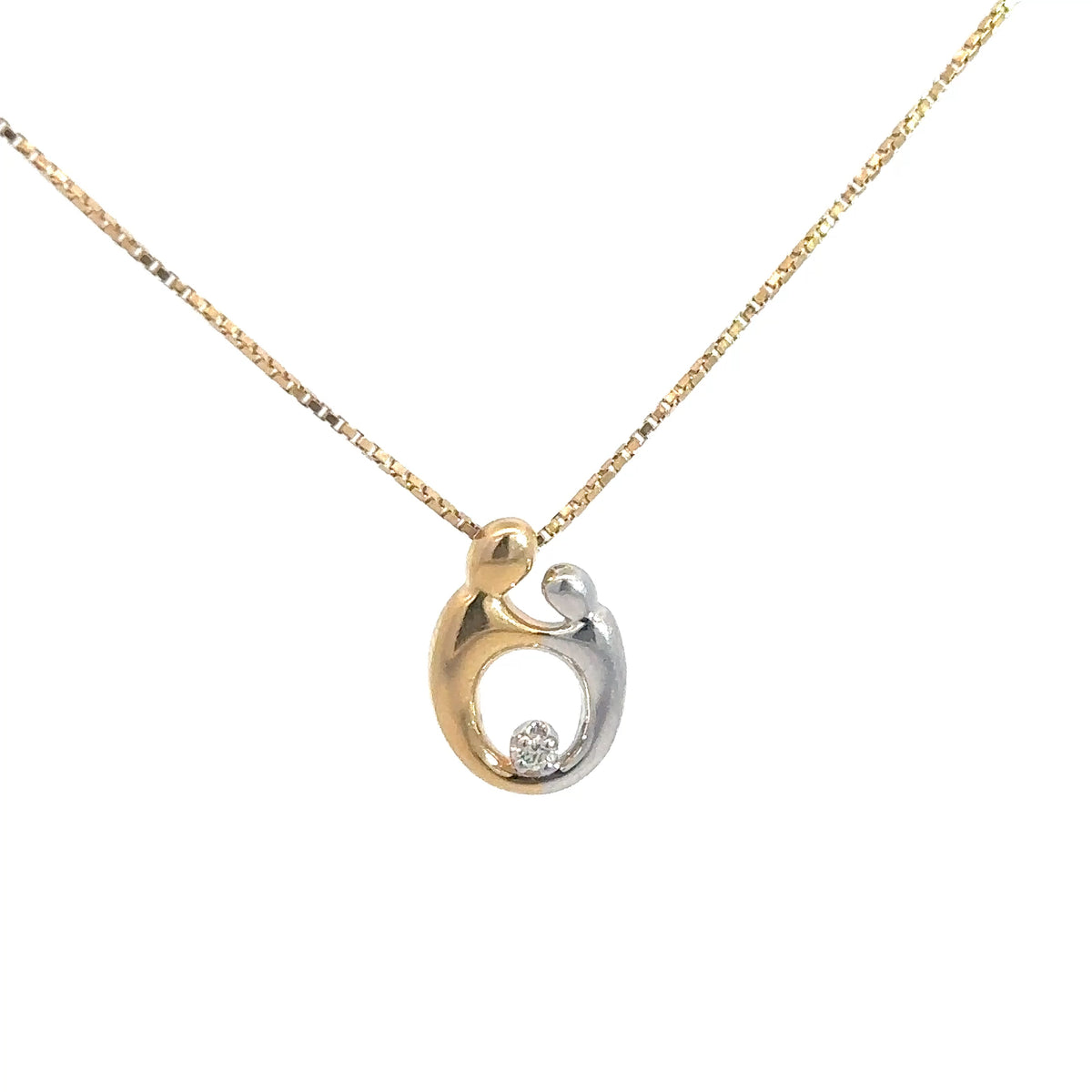 14k Yellow & White Gold Mother and Child Pendant