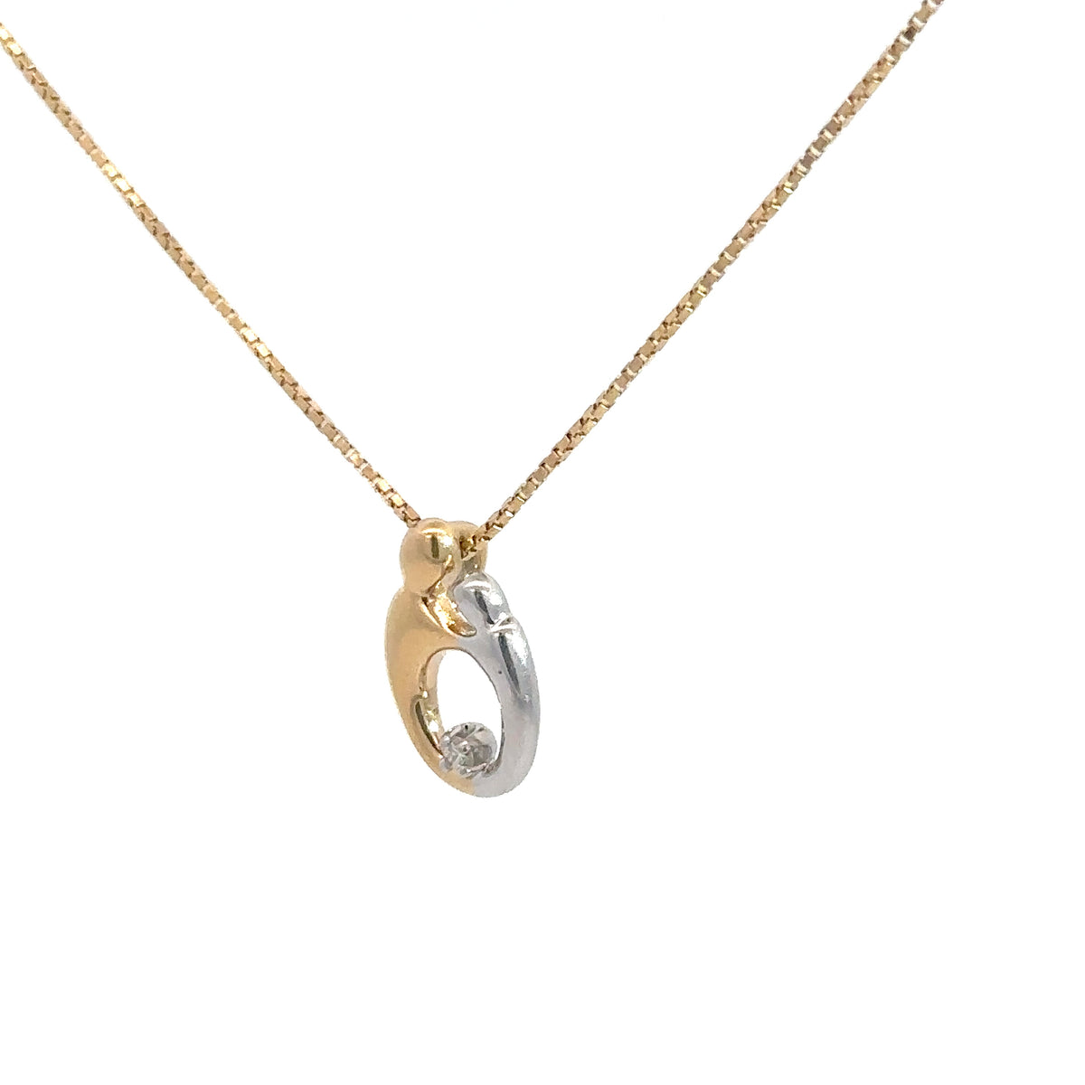 14k Yellow & White Gold Mother and Child Pendant