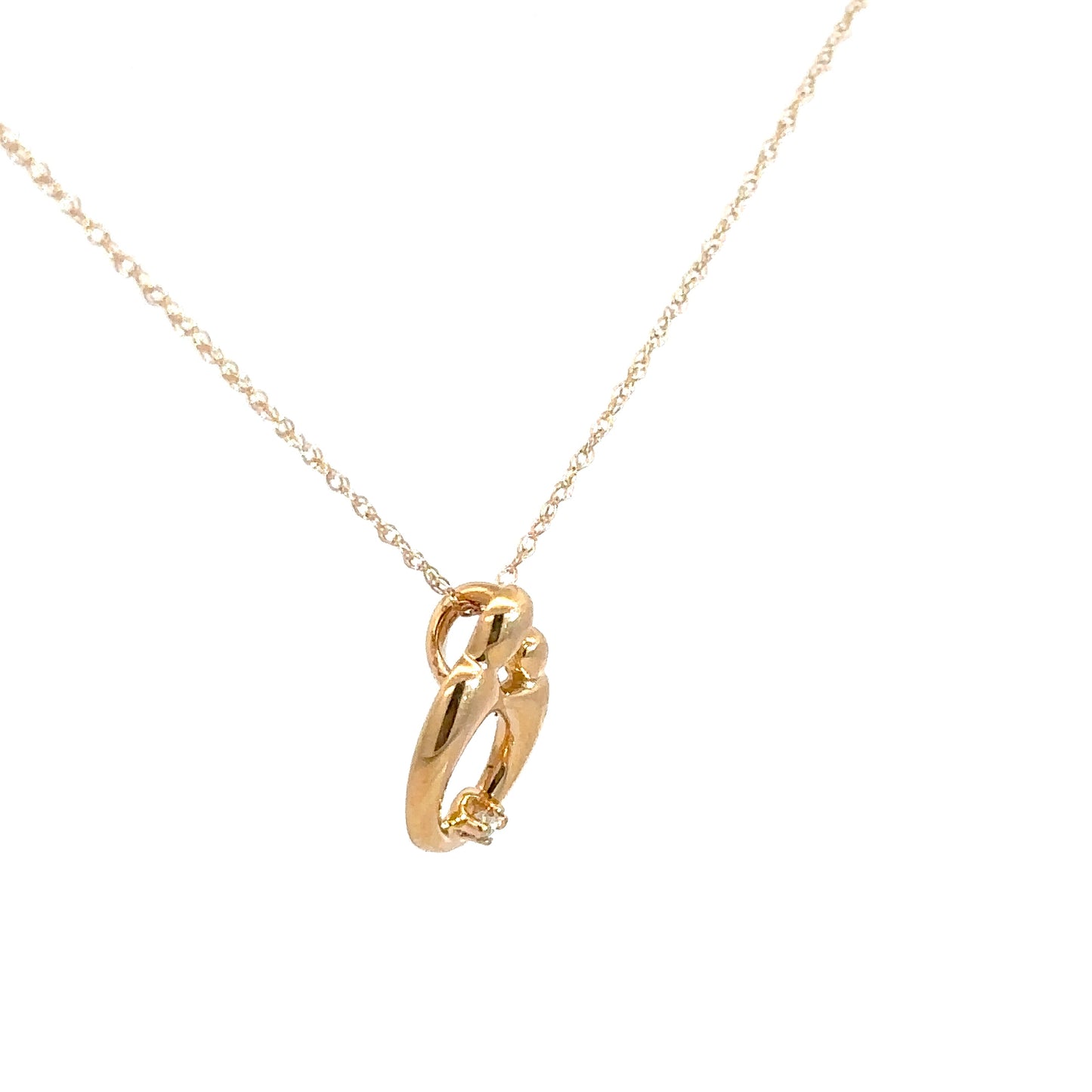 14k Yellow Gold Mother & Child Pendant .01cttw
