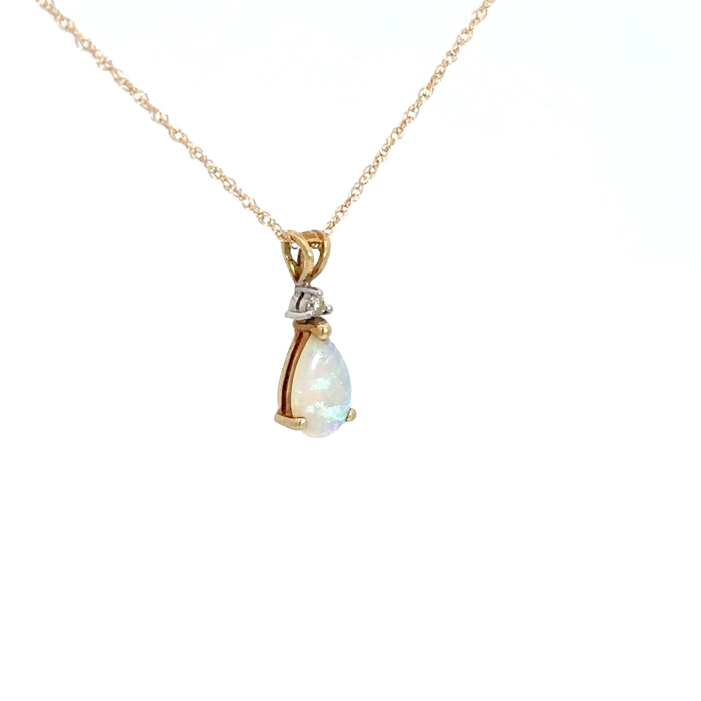14k Yellow Gold Opal Pear Shaped Pendant