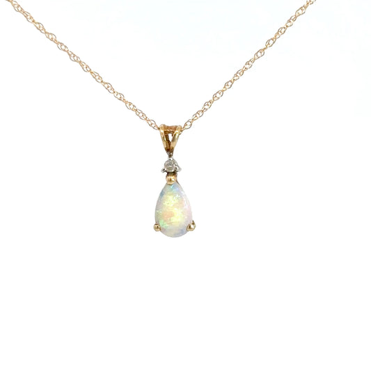 14k Yellow Gold Opal Pear Shaped Pendant