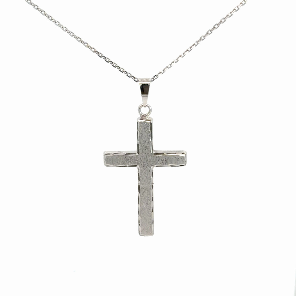 14k White Gold Cross