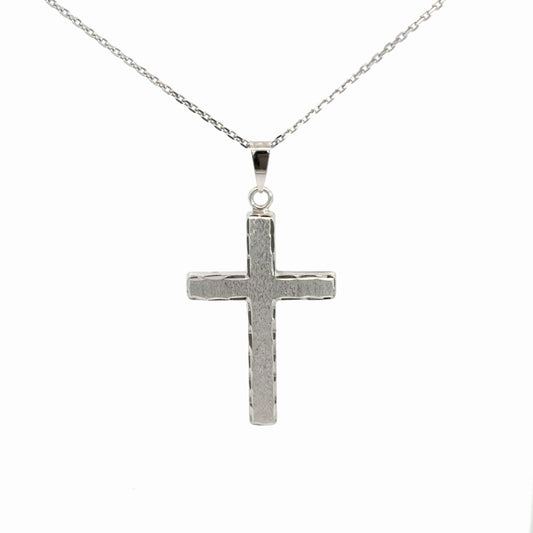 14k White Gold Cross