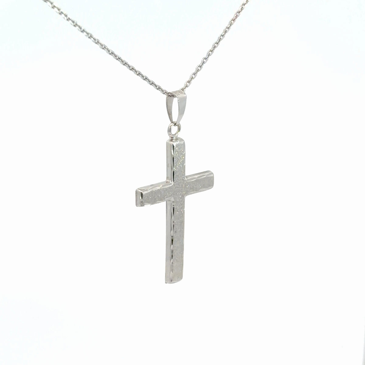 14k White Gold Cross