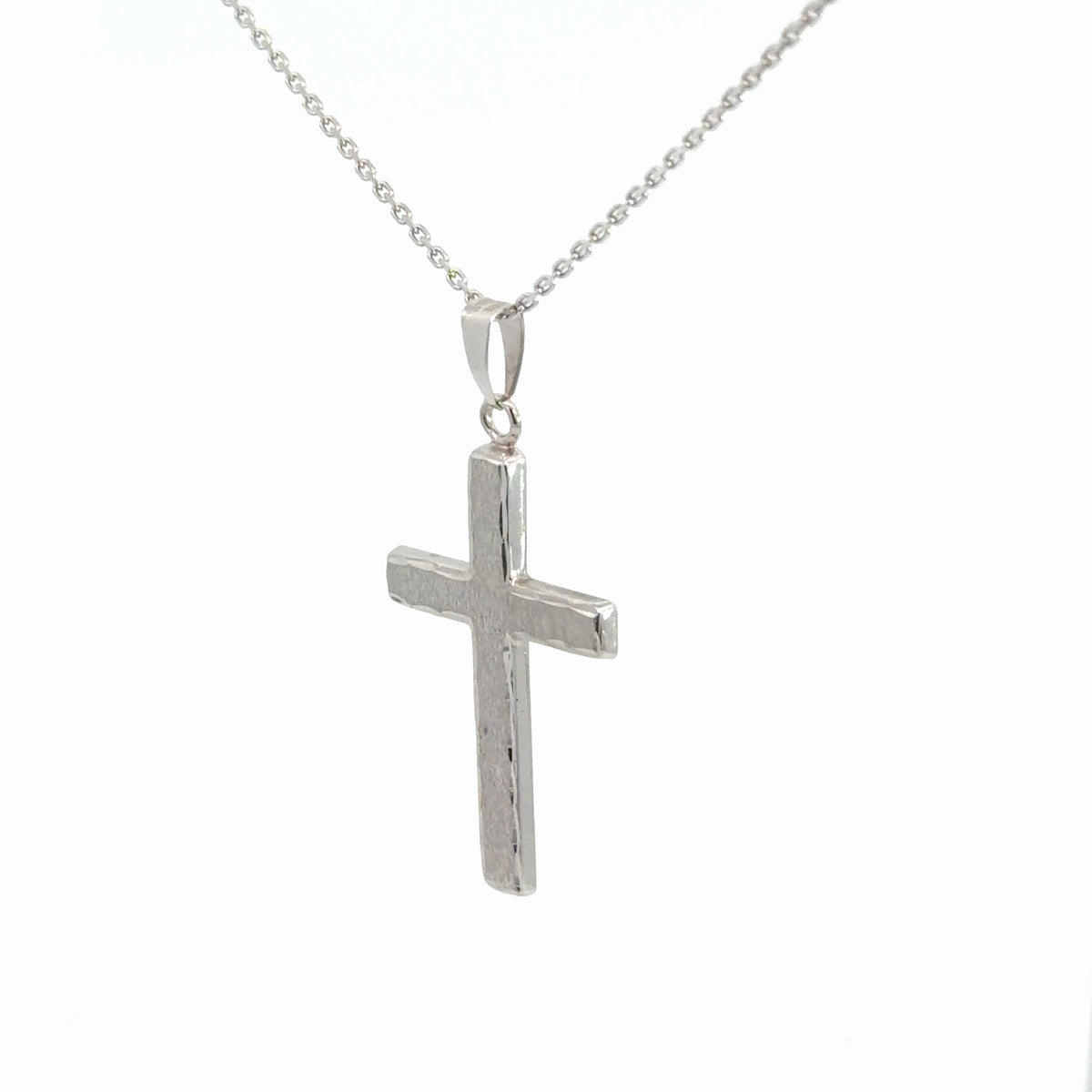 14k White Gold Cross