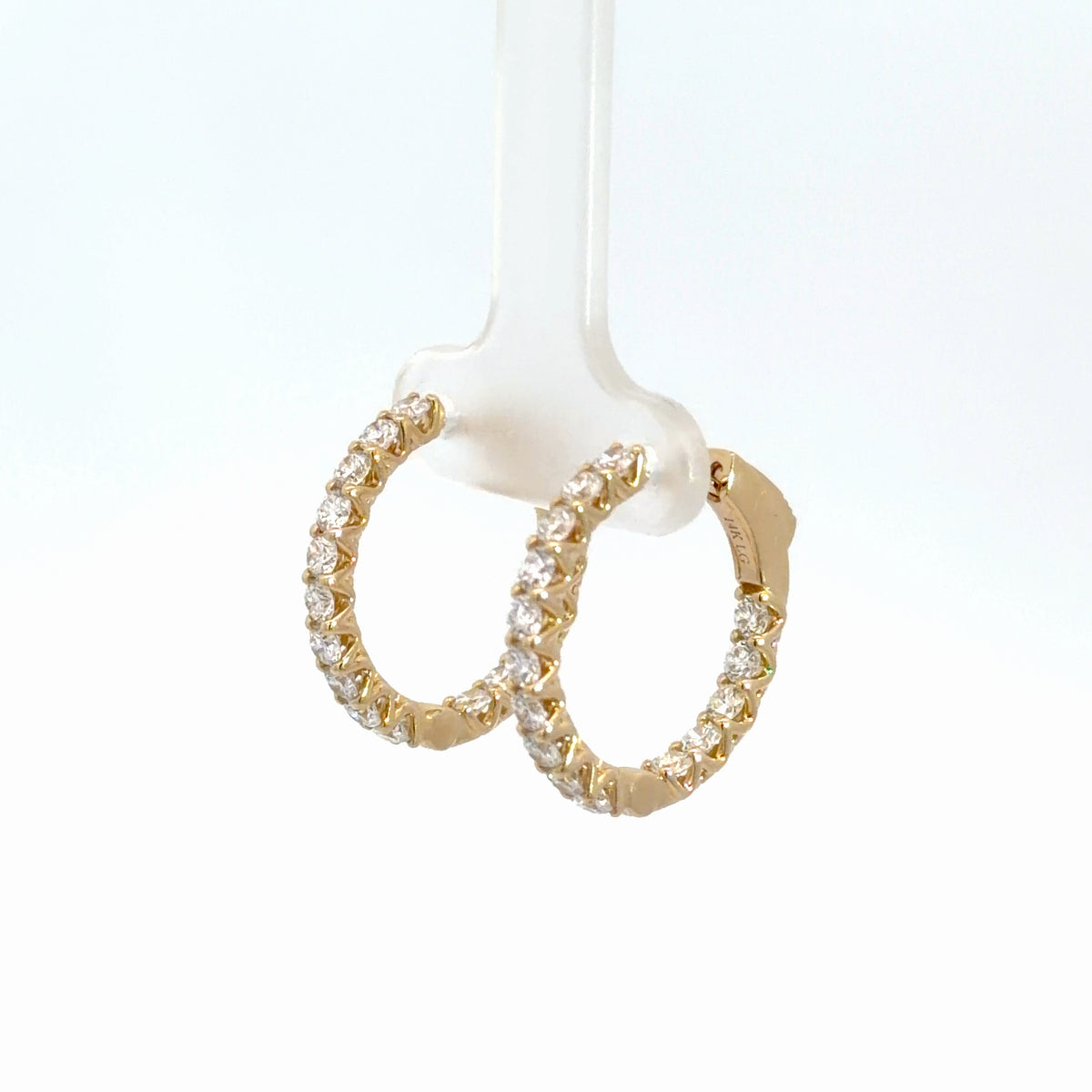 14k Yellow Gold Lab Grown Diamond In/Out Hoops 2cttw
