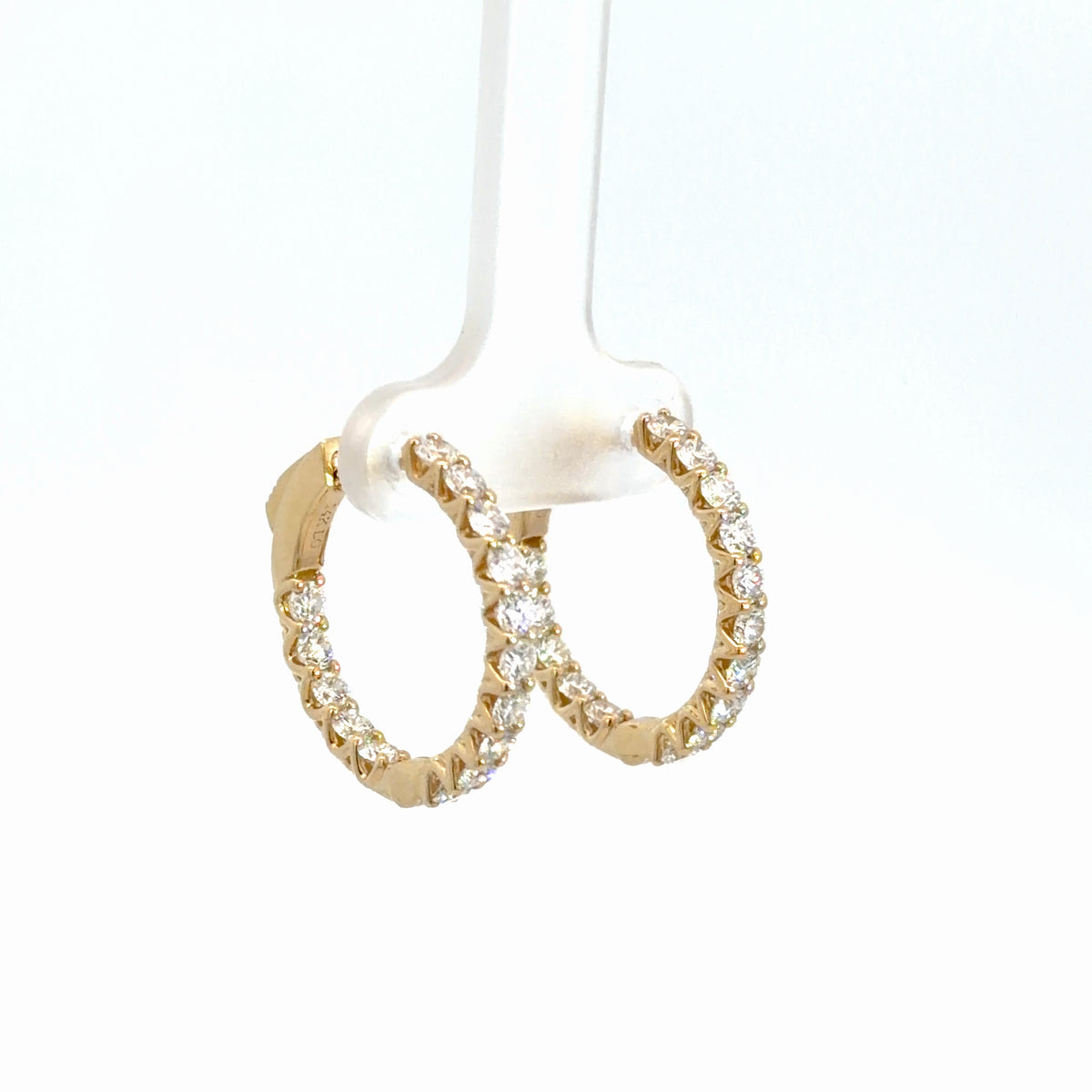 14k Yellow Gold Lab Grown Diamond In/Out Hoops 2cttw