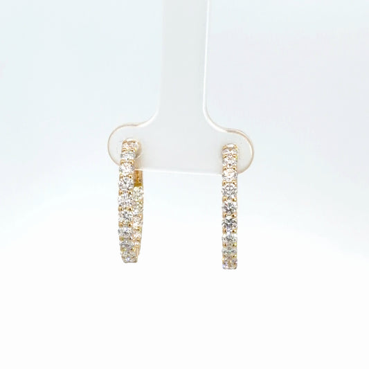 14k Yellow Gold Lab Grown Diamond In/Out Hoops 2cttw