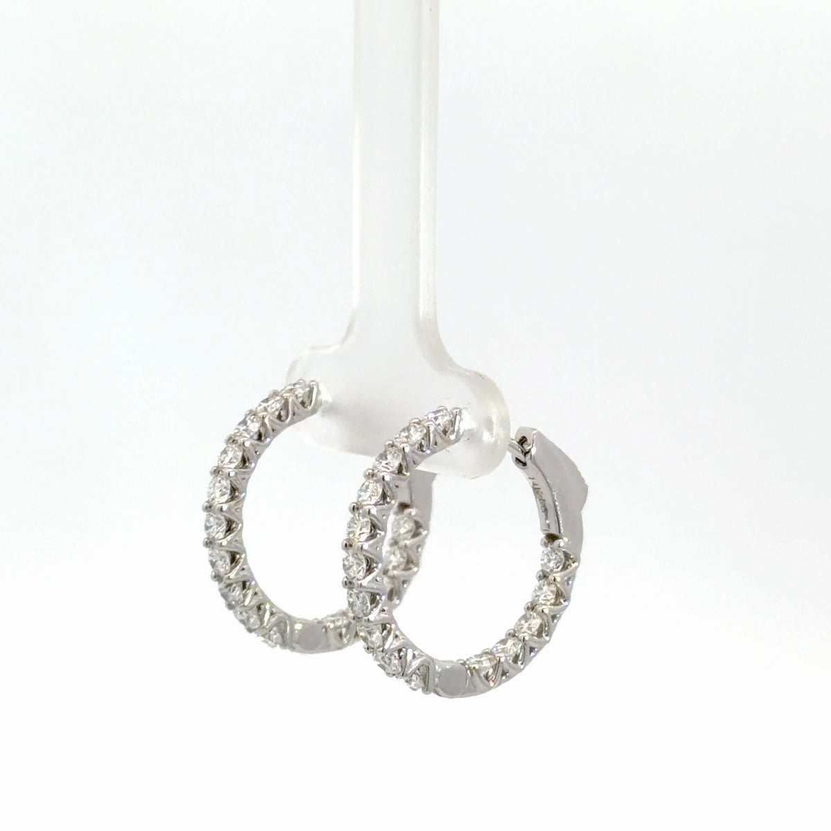 14k White Gold Lab Grown Diamond In/Out Hoops 2cttw