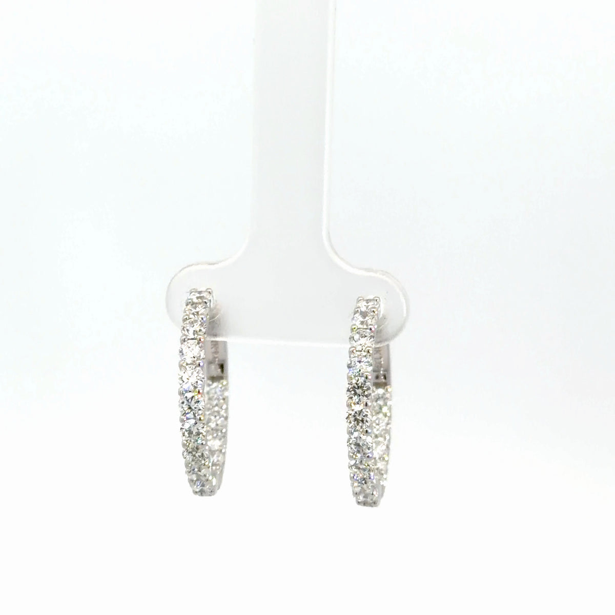 14k White Gold Lab Grown Diamond In/Out Hoops 2cttw