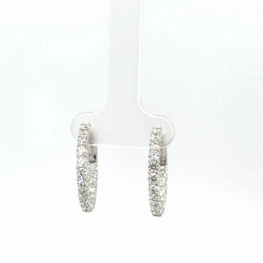 14k White Gold Lab Grown Diamond In/Out Hoops 2cttw