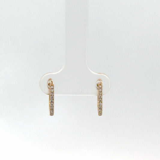 14k Yellow Gold Diamond Hoops .14cttw