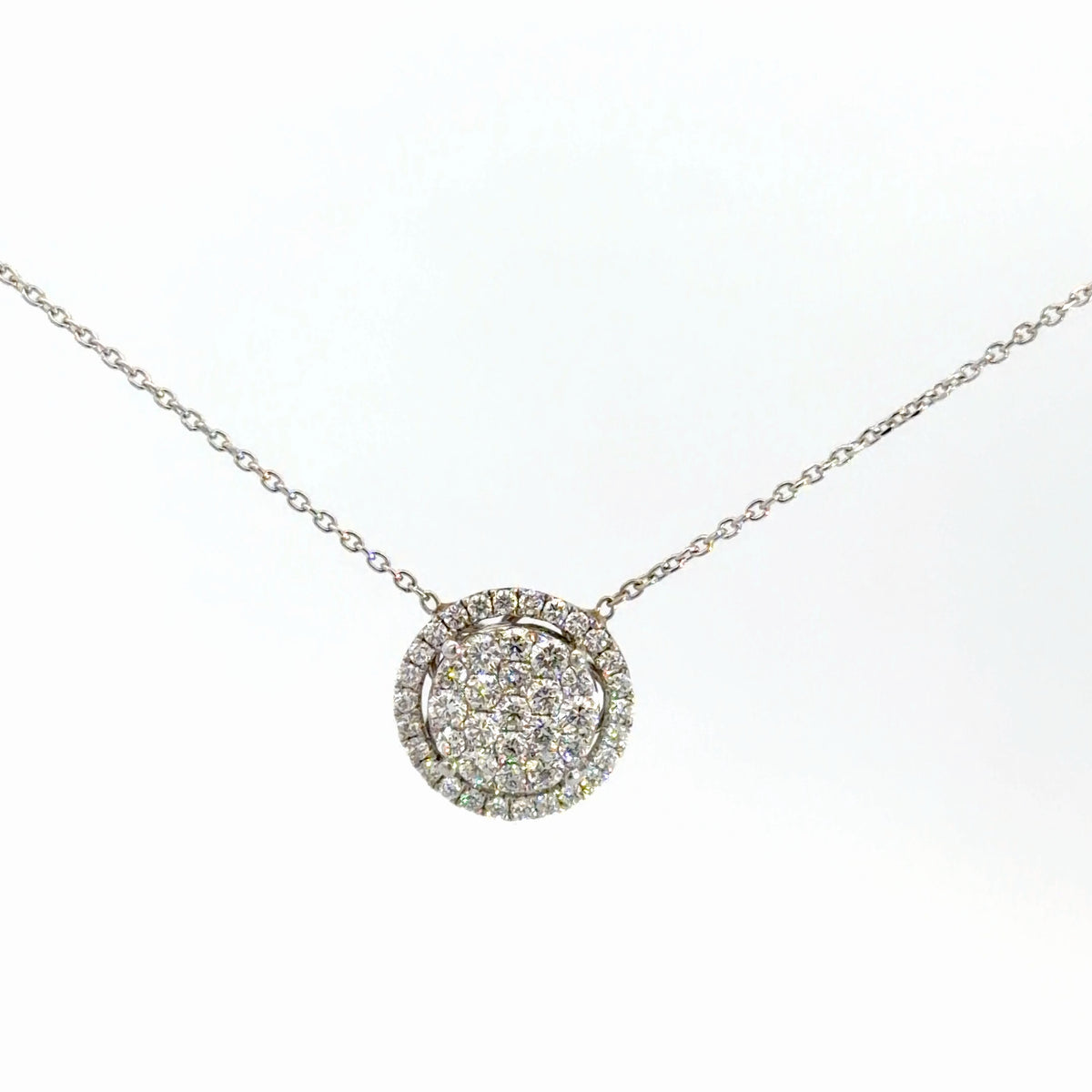 14k White Gold Diamond Cluster Pendant 1 1/10cttw