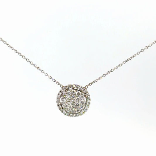 14k White Gold Diamond Cluster Pendant 1 1/10cttw