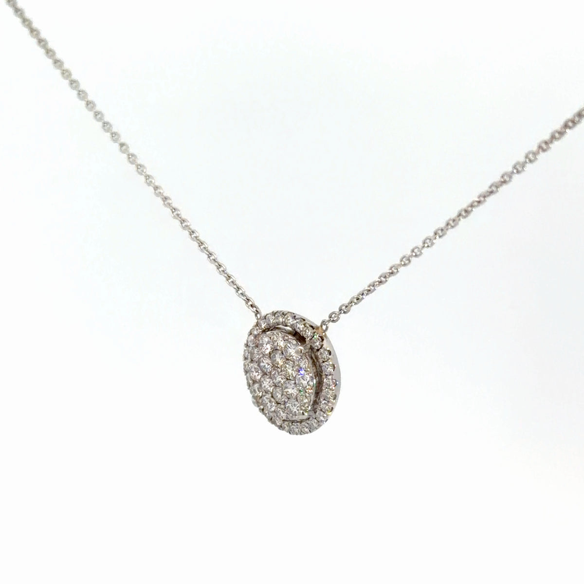 14k White Gold Diamond Cluster Pendant 1 1/10cttw