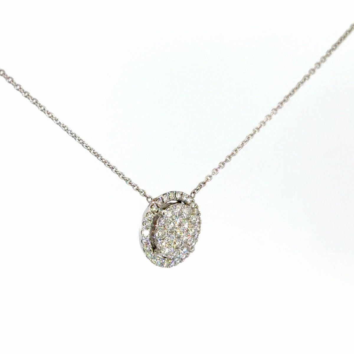 14k White Gold Diamond Cluster Pendant 1 1/10cttw