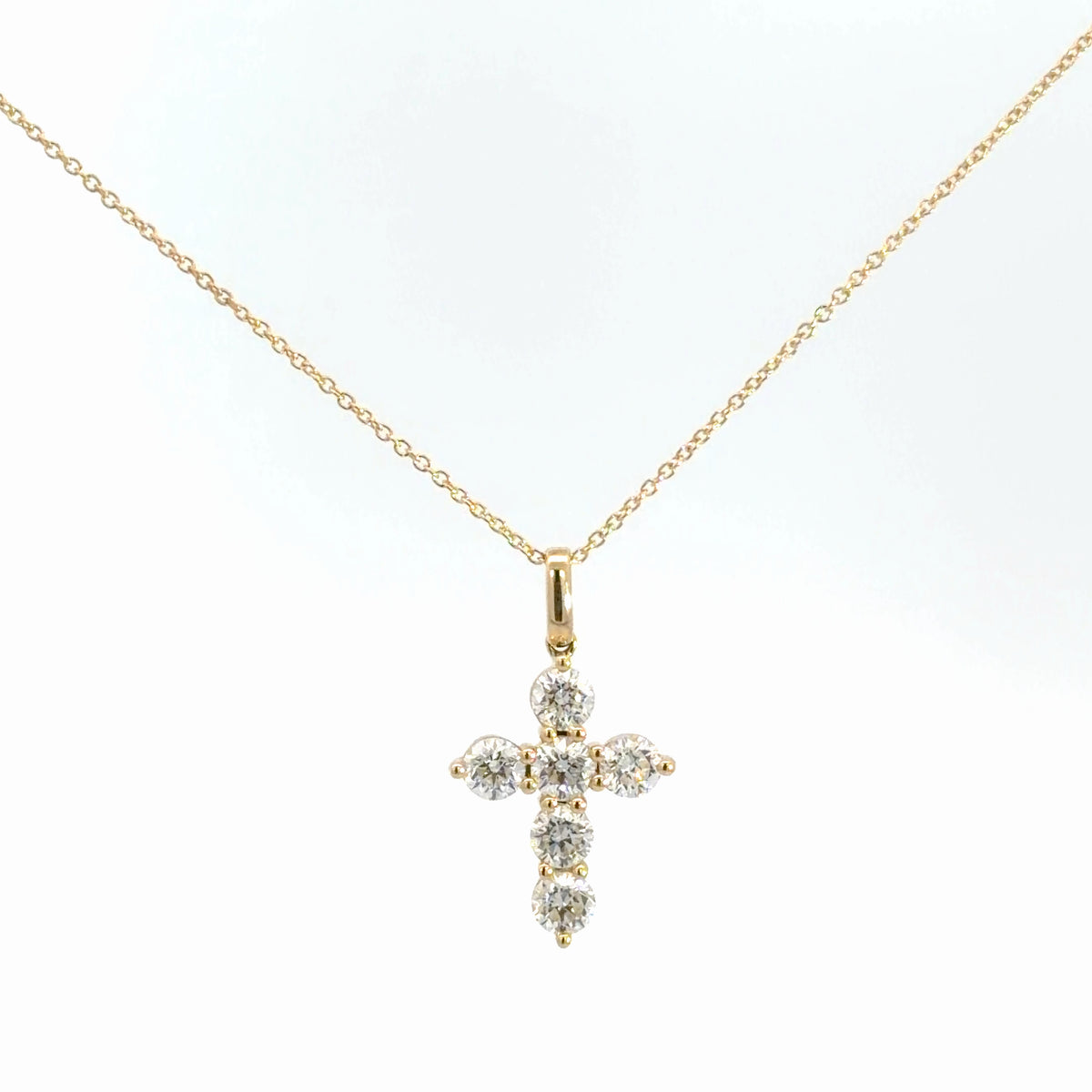 14k Yellow Gold Diamond Cross 1.48cttw