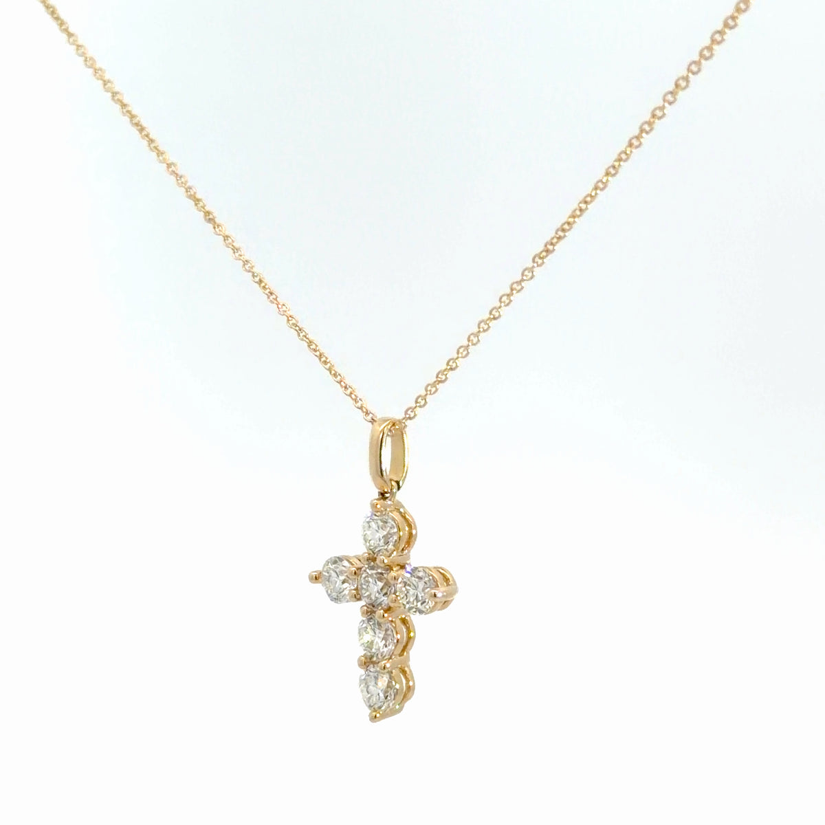 14k Yellow Gold Diamond Cross 1.48cttw