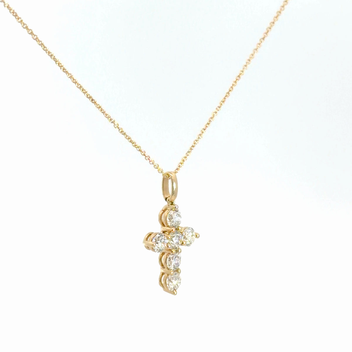 14k Yellow Gold Diamond Cross 1.48cttw