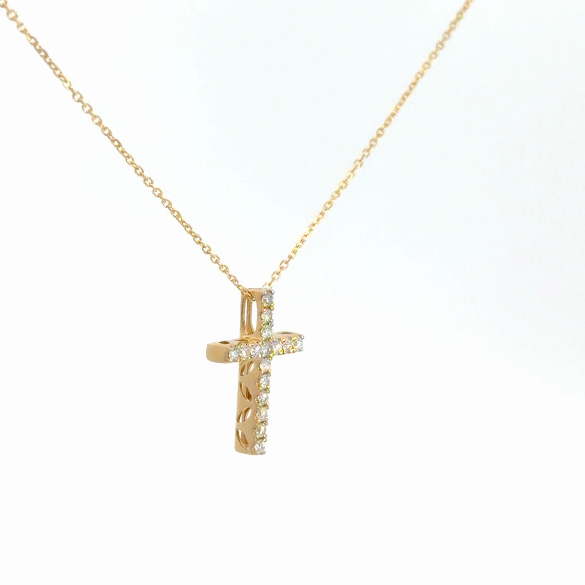 14k Yellow Gold Diamond Cross