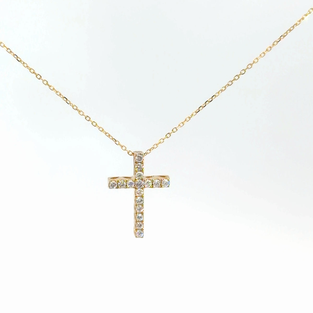 14k Yellow Gold Diamond Cross