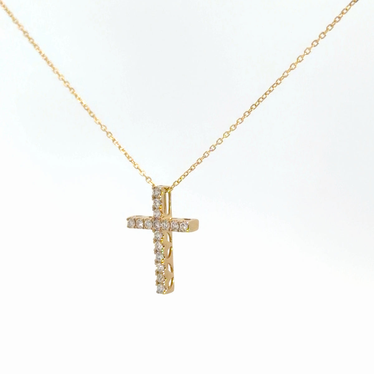 14k Yellow Gold Diamond Cross