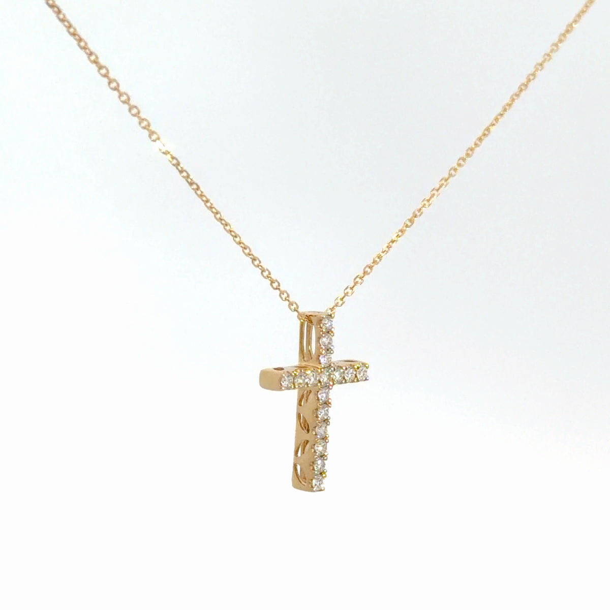 14k Yellow Gold Diamond Cross 1/4cttw