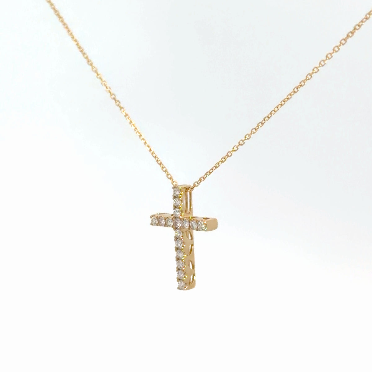 14k Yellow Gold Diamond Cross 1/4cttw