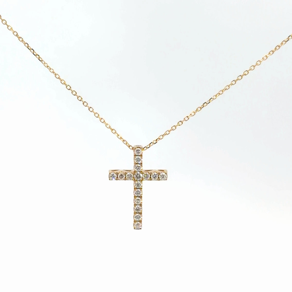 14k Yellow Gold Diamond Cross 1/4cttw