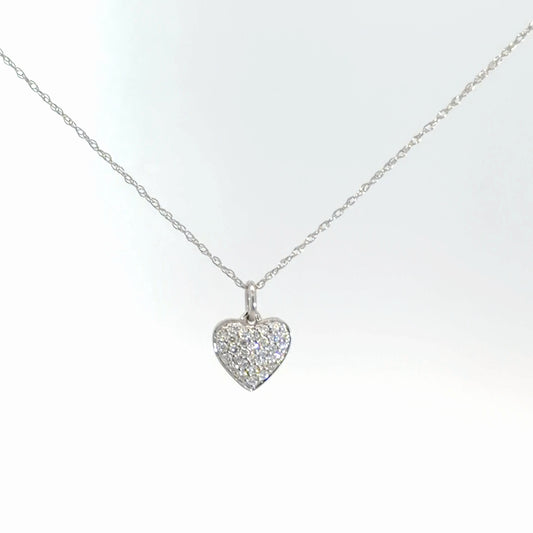 14k White Gold Diamond Heart Pendant 1/5cttw