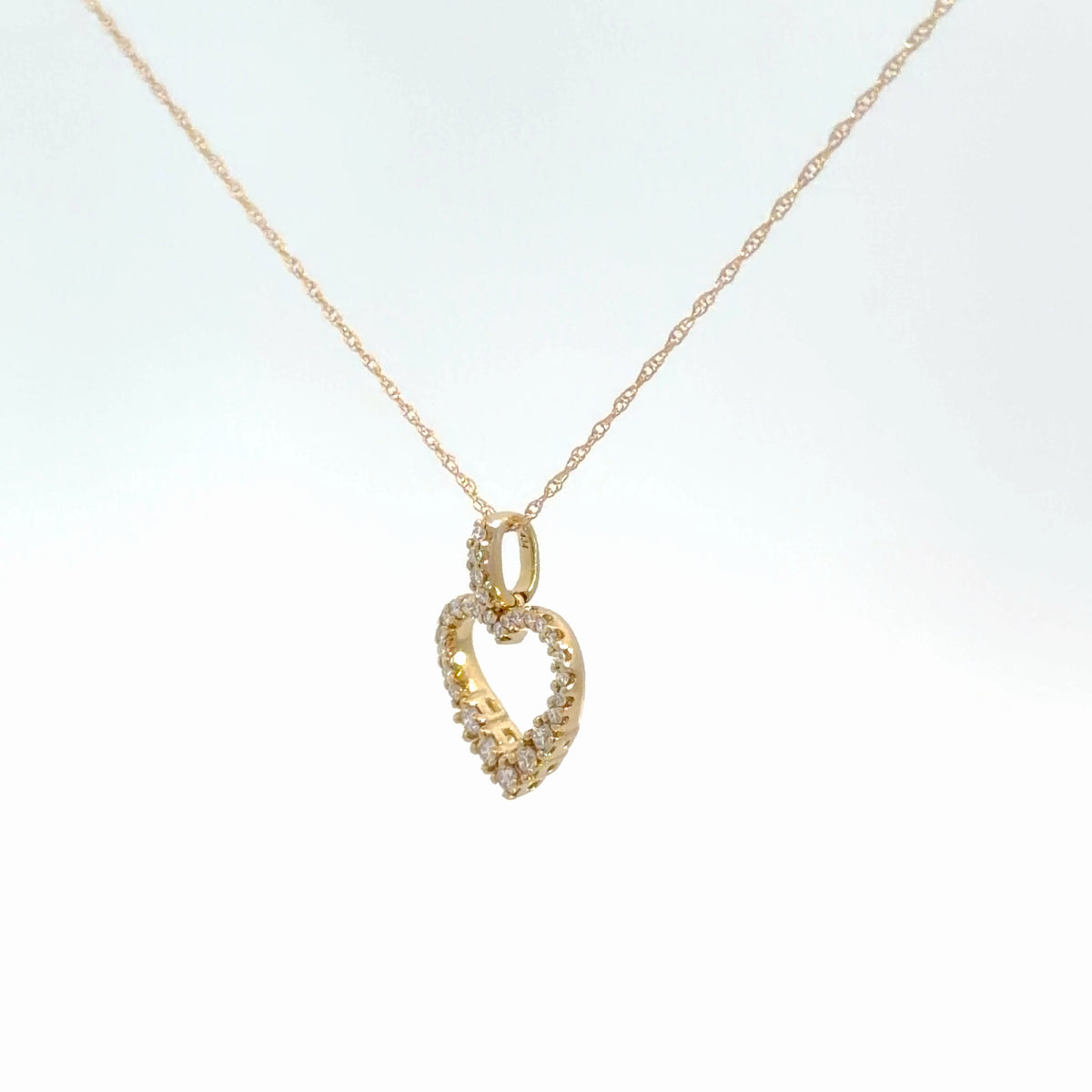 14k Yellow Gold Diamond Heart 1/5cttw