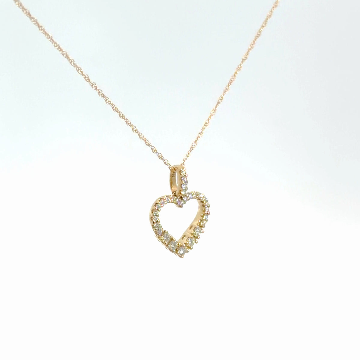 14k Yellow Gold Diamond Heart 1/5cttw