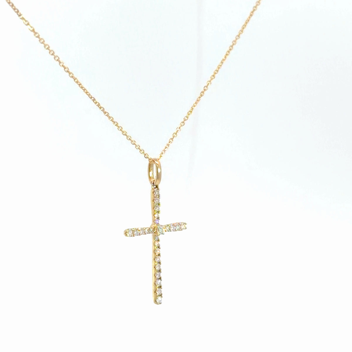 14k Yellow Gold Diamond Cross 1/5cttw