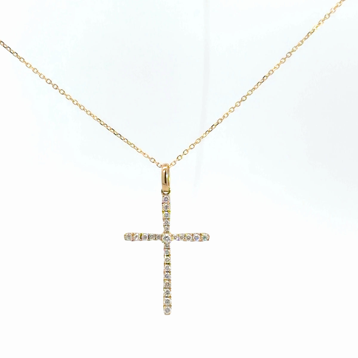 14k Yellow Gold Diamond Cross 1/5cttw
