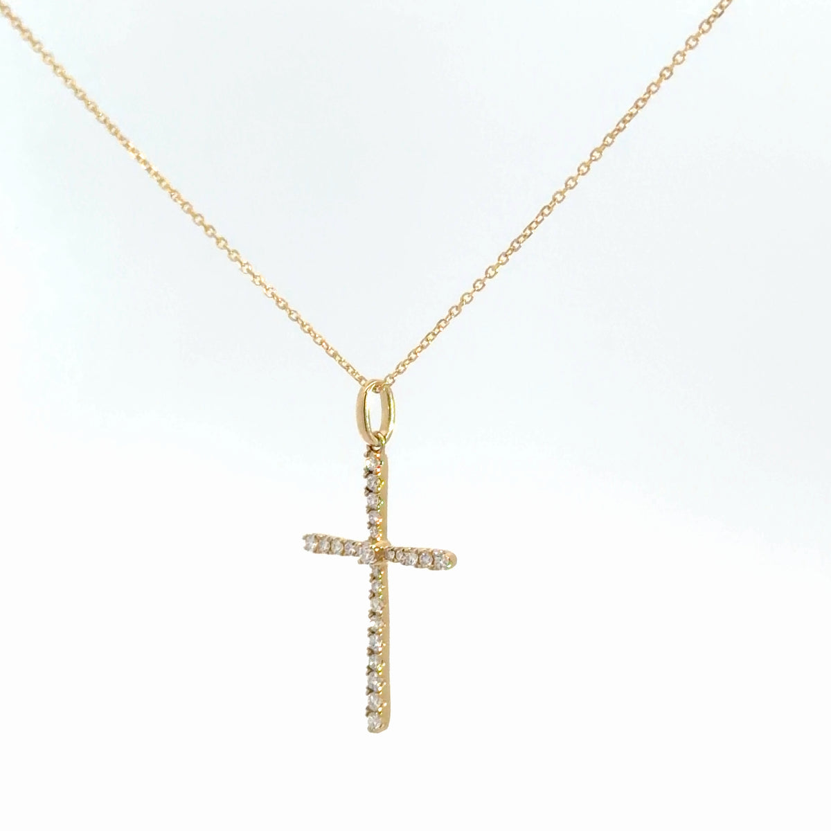 14k Yellow Gold Diamond Cross 1/5cttw